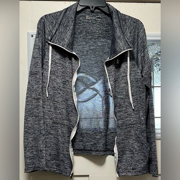 Under Armour Loose Zip-Up Black White Woman's (25) - Picture 1 of 3